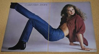 1980 Print Ad Brooke Shields Calvin Klein Blue Jeans Girl Style Fashion Lipstick