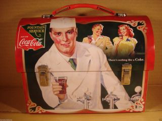 Coca - Cola (coke) Domed Tin Tote/carry All/lunch Box: Fountain Service