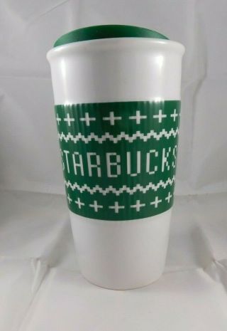 2016 Starbucks " Ugly Sweater " Ceramic Travel Cup Tumbler
