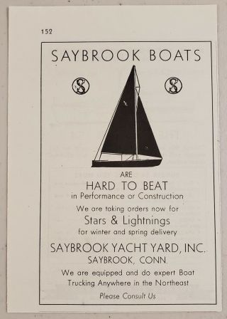 1946 Print Ad Saybrook Star & Lightnings Sail Boats Yachts Saybrook,  Connecticut