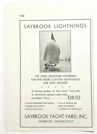 1947 Print Ad A Saybrook Lightnings Sailboats Seasoned Materials Ct