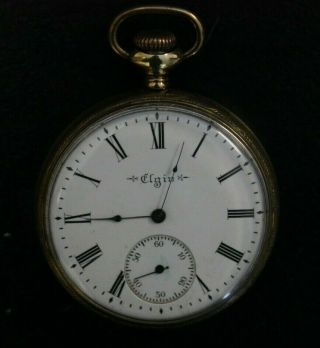 Vintage Elgin Pocket Watch Size 12 Gold Plated