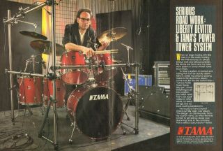 1986 2pg Print Ad Of Tama Power Tower Drum Rack System W Liberty Devitto