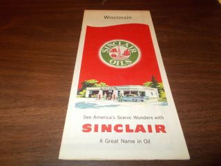 1957 Sinclair Wisconsin Vintage Road Map / 57a