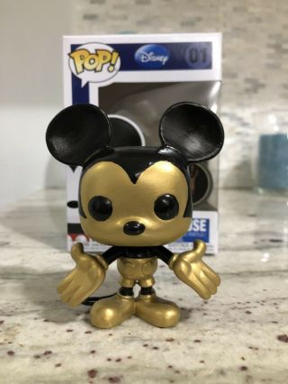 Funko Pop Disney Custom Painted Metallic Mickey Mouse Gold Black