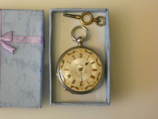 Antique Ladies Swiss - Fine Silver Pocket Watch From Around 1880 1900.