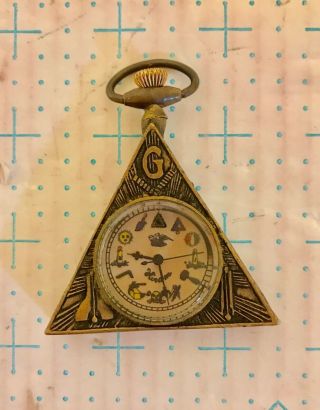 Hiram Masonic Triangle Pocket Watch Peacock Hallmark