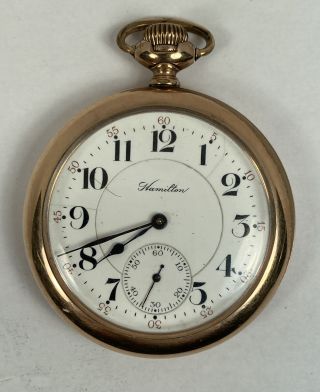 Hamilton Grade 992 16 Size 21j Pocket Watch Gold Filled Swing Out Case
