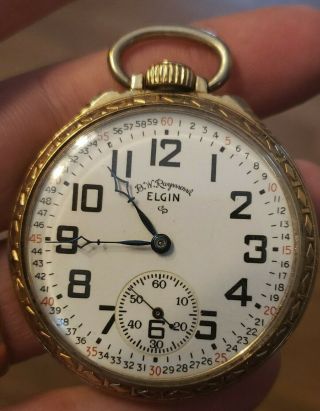 Antique Elgin 571 Bw Raymond 21 Jewel Gold Filled Railroad Rr Pocket Watch