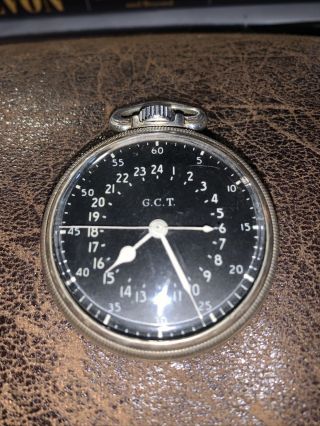 1942 Hamilton 16s 4992b Navigation Pocket Watch 22j G.  C.  T.  & 24 Hour Dial Runs