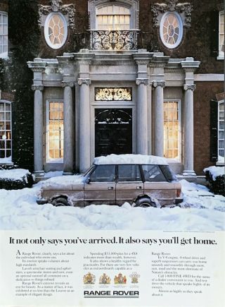 1987 Range Rover V - 8 Engine 4 - Wheel Drive Carry You Home Securely Snow Print Ad