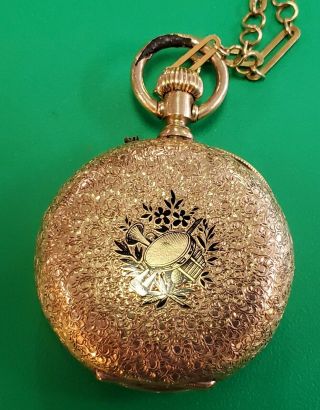Remontoir 18k Solid Gold Antique Ladies Pocket Watch 2