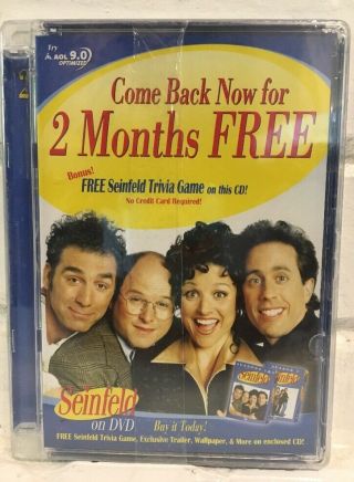America Online Aol Cd Collectible 9.  0 Version Optimized/seinfeld Trivia Game Cd