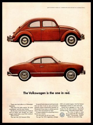 1962 Vw Karmann Ghia Hardtop Volkswagen Type 1 Beetle " The One In Red " Print Ad