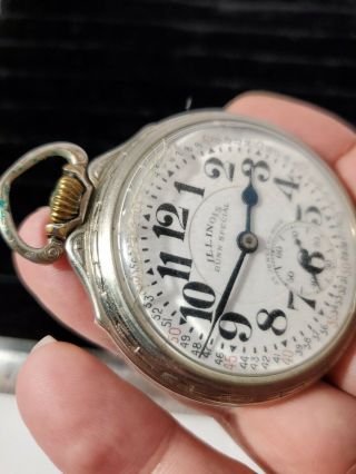 ILLINOIS 60 Hour 23 Jewel Bunn Special 14K gold Filled case Pocket Watch - RUNS 3