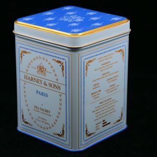 Harney & Sons Paris Tea Tin - Blue Bronze Gray Metal Storage Container Gift Box