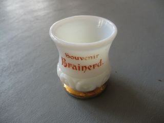 Vintage Milk Glass Toothpick Holder Souvenir Of Brainerd