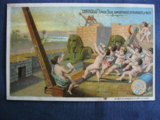 Victorian Trade Card A.  D Baughman Charlotte Mi Corticelli Thread Angels Egypt G