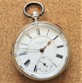 Victorian Silver Pocket Watch In Good Order By T.  Milner Of Wigan 1900