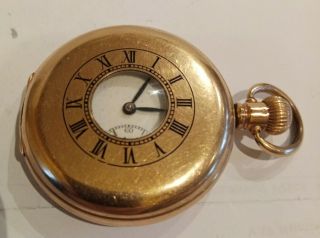 99p Antique Swiss Gold Plated Half Hunter Pocket Watch Dennison Case