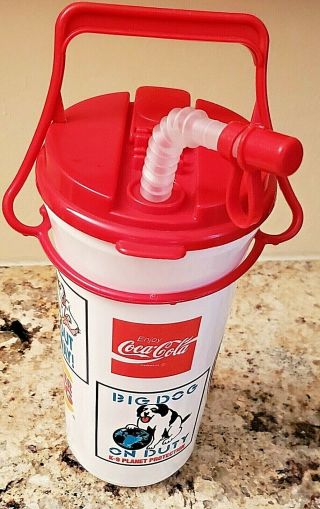 Vintage 1992 Burger King Travel Cup–big Dog Mvp–46oz Reusable Plastic Coca - Cola