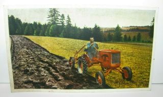 Allis Chalmers Ac 1938 - 1957 Model B Tractor & Plow Colored Advertising Post Card