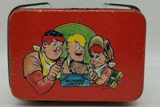 Vintage 1948 Joe Palooka Tin Metal Lunch Box By Ham Fisher Double Handle 7 " L Vg