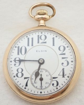 Antique Elgin Father Time 21j 21 Jewel Gold Filled Railroad Rr Pocket Watch