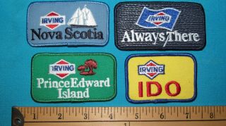 4 Rare Irving Oil Gasoline Gas Station Ido Nova Scotia Canada Patch Crest P.  E.  I.