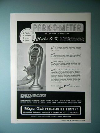 1946 Magee - Hale Park - O - Meter " Checks O.  K.  For Public Revenue " Sales Art Ad