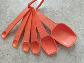 Vintage Orange Tupperware Measuring Spoon Set Of 6 With Ring Fast
