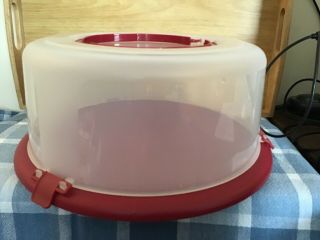 Chefmate Red/clear Cake Taker Carrier / Double Layer / Large 12 " W X 6 1/2 " H