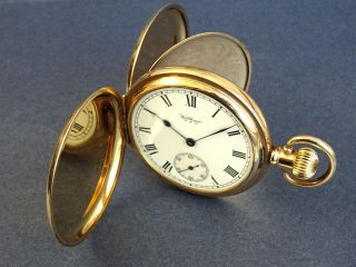 Pristine Waltham 15 Jewel R/gold Full Hunter Gents Pocket Watch C1920 Antique