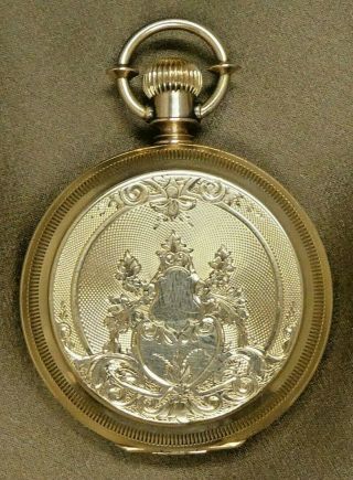 14k Gold Antique Elgin Pocket Watch With Floral Design Case Keeping Time