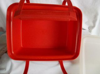 Tupperware 1254 Pac N Carry :Lunch Box w/Carrier Handle Paprika EUC Ice Cream 2