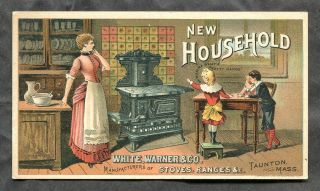 F14 - Taunton Mass 1890s Household Stove Range Trade Card Advertising