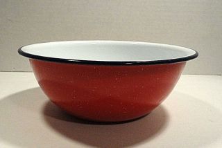 Enamel Mixing Bowl Red And White