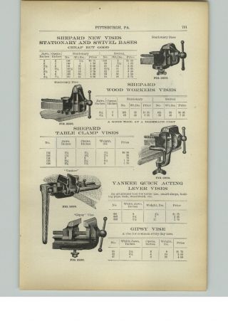 1910 Paper Ad Shepard Yankee Gipsy Tiger Universal Tool Vise