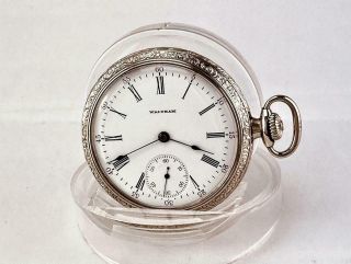Antique 1900 Waltham Pocket Watch In Ornate Fancy Case - Size 16 - Runs