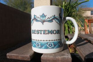 Bestemor Grandmother Vintage Norwegian Blue White Ceramic Coffee Tea Cup Mug