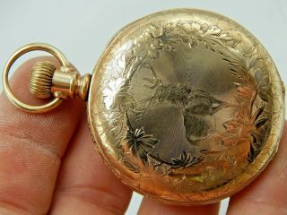 Antique Waltham 16 Size Pocket Watch In Stag Deer 20yr 14k Gold Filled Case