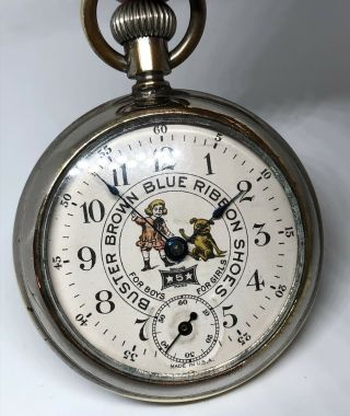 Vintage Rare 1908 Buster Brown Shoes Advertising Pocket Watch