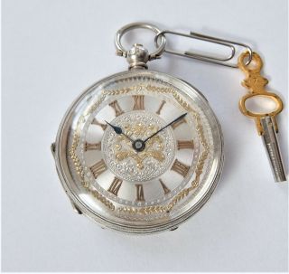 1884 Silver Cased Cylinder Pocket Watch / Fob Watch In Order