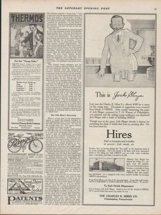 1915 Josh Slinger Charles E Hires Philadelphia Pa Root Beer Soda Soft Drink Ad