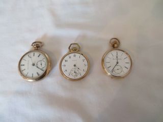 3 Elgin Pocket Watches For Spares And Repairs 1 Gold Filled