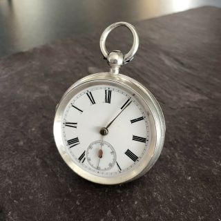 Antique 1891 Chester Solid Silver Fusee Pocket Watch Good,