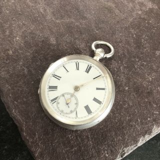 Antique 1891 Chester Solid Silver Fusee Pocket Watch Good, 2