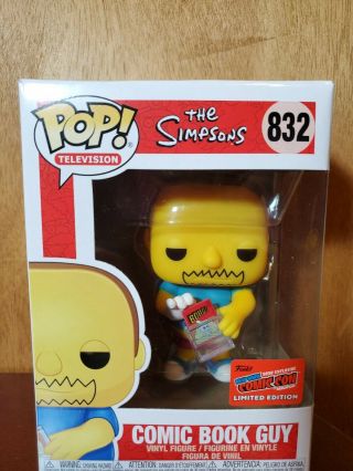 Funko Pop The Simpsons Comic Book Guy Nycc Official Sticker $50.  00 W/protector
