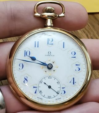 Vintage 12 Size Omega 15 Jewel Pocket Watch With Fahys Montauk 20 Year Case