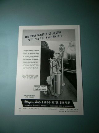 1946 Magee - Hale Park - O - Meter ".  Collector Will Pay For Your Meters " Sales Art Ad